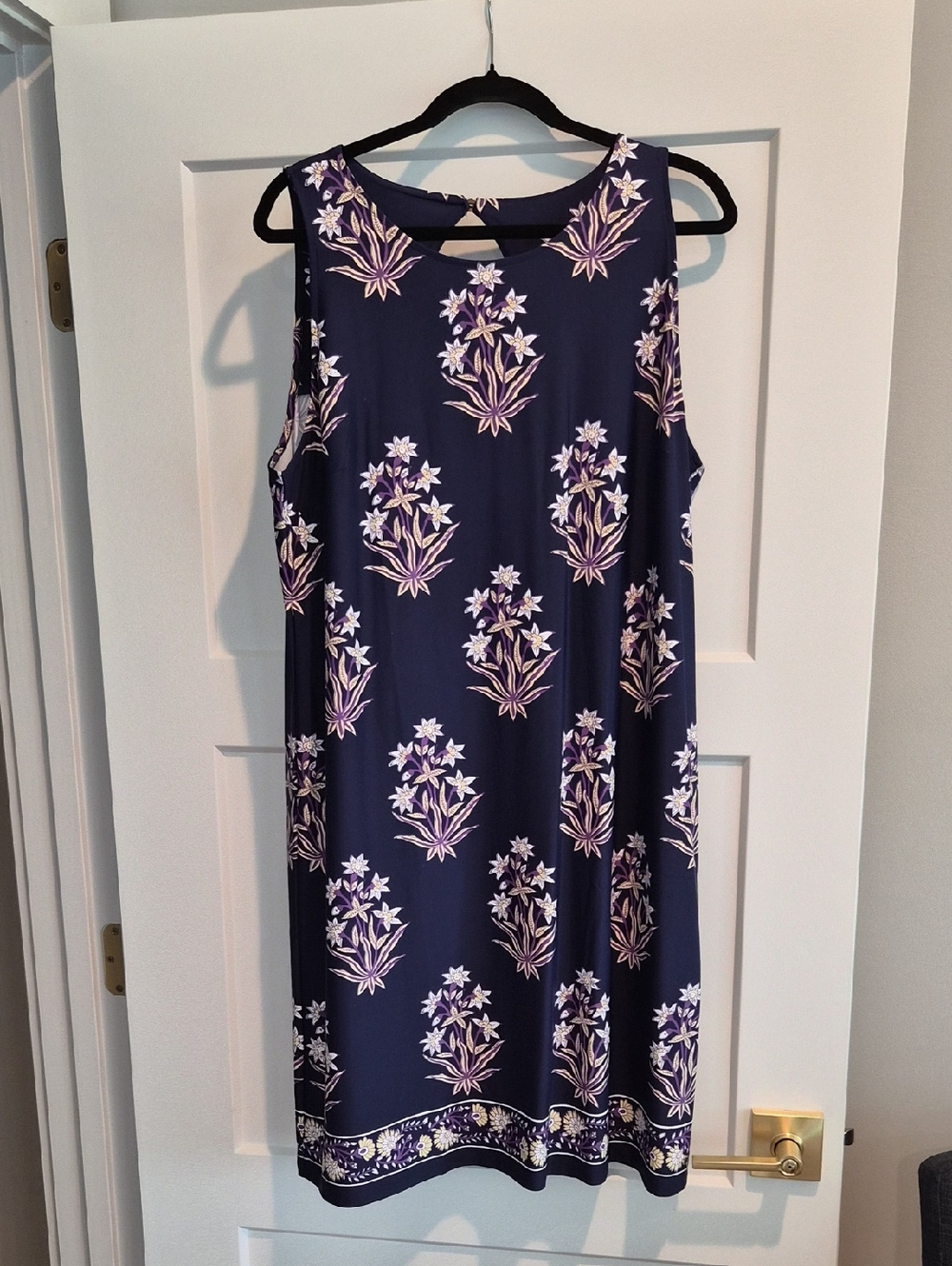 Talbots Navy Floral Sleeveless Midi Dress Size XL NWT